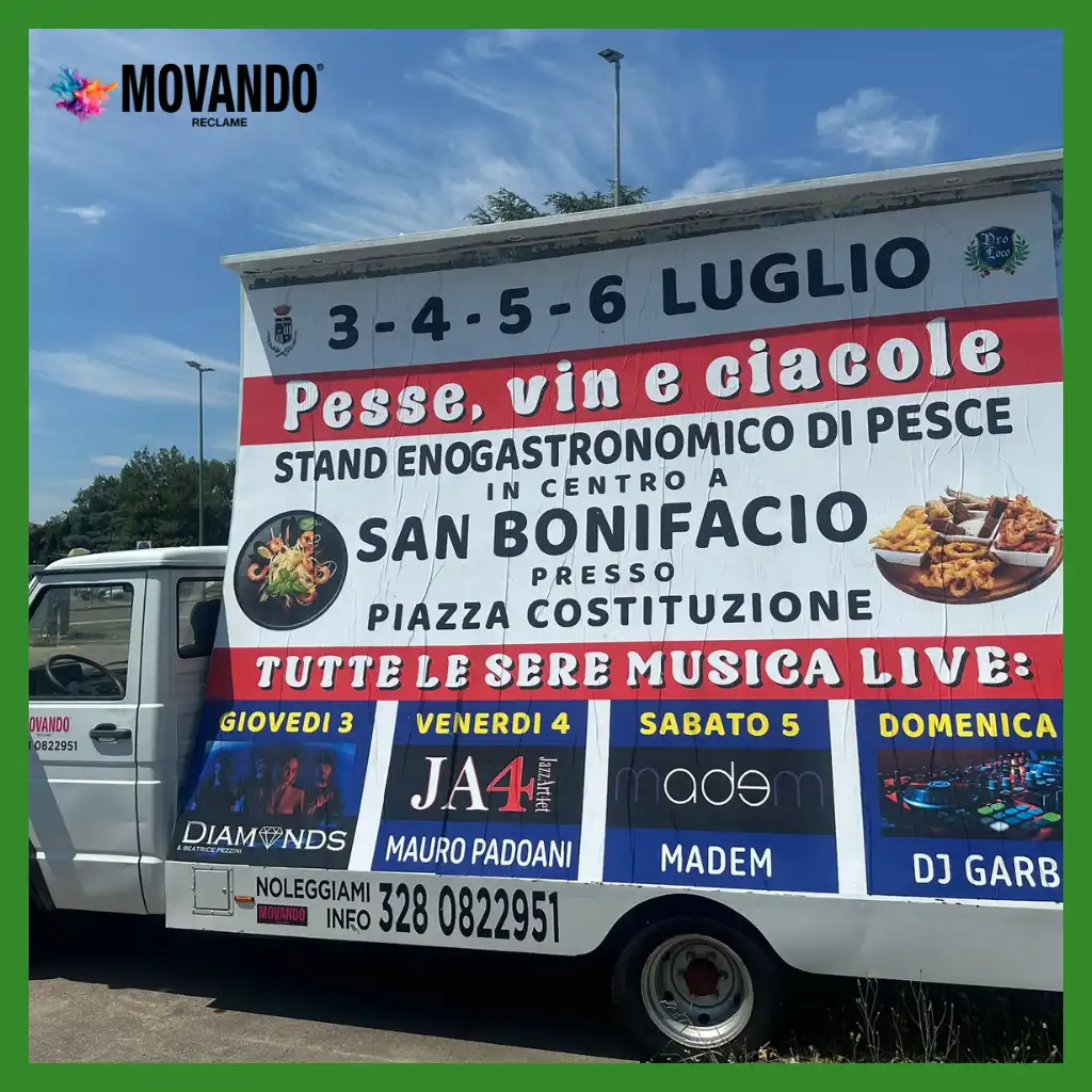 Pubblicità su camion vela per comuni e associazioni locali