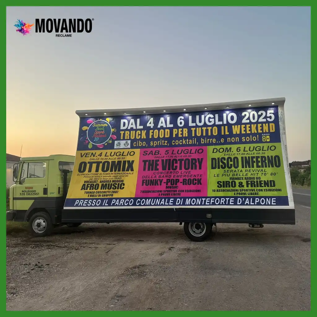 Pubblicità su camion vela per comuni e associazioni locali
