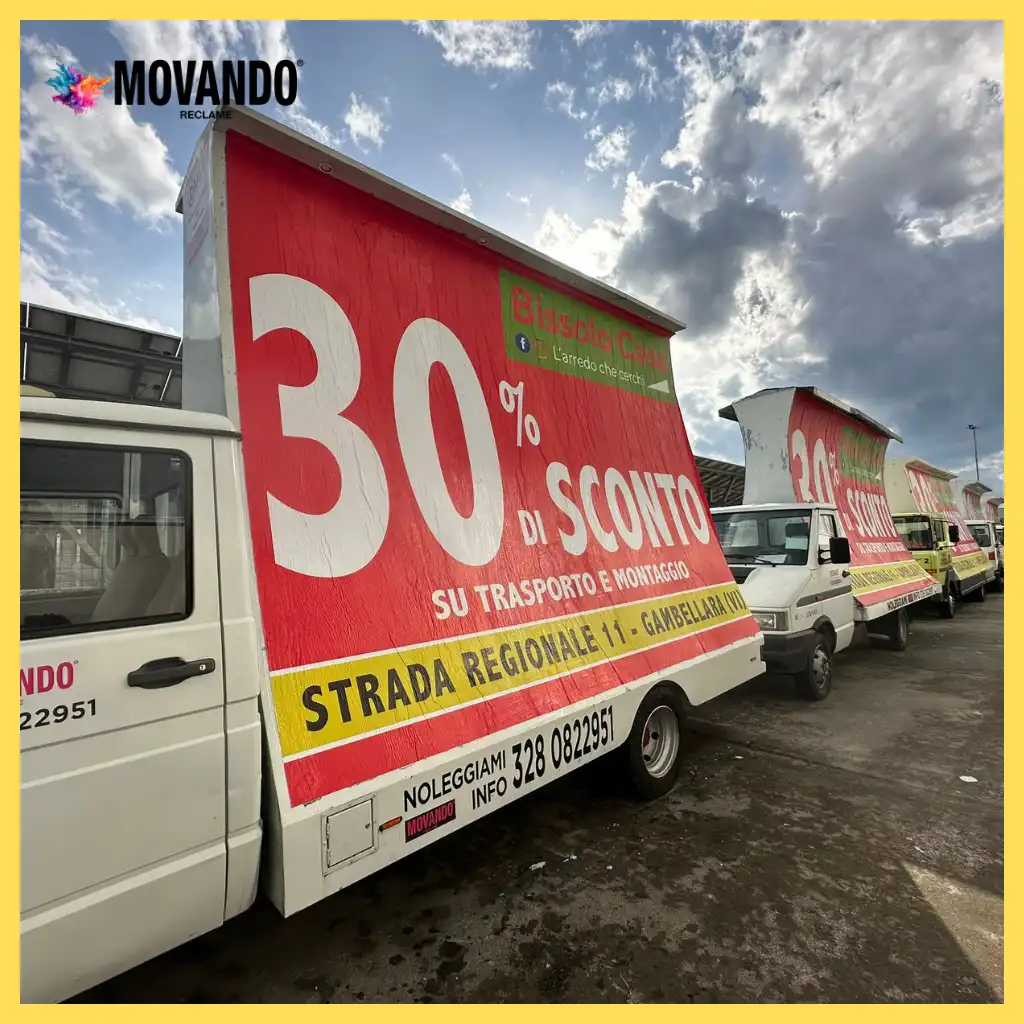 Pubblicità itinerante su camion vela per aziende e attività commerciali