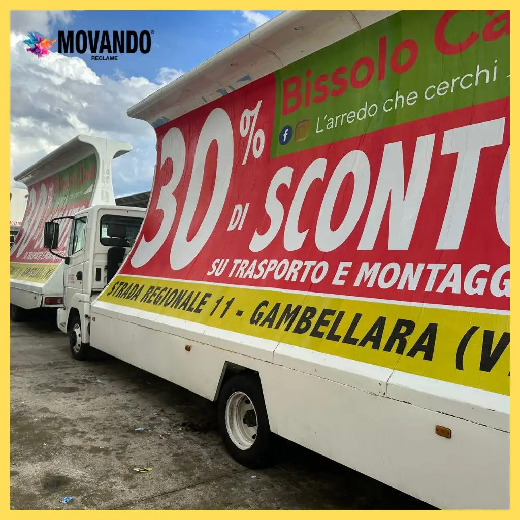 Pubblicità itinerante su camion vela per aziende e attività commerciali