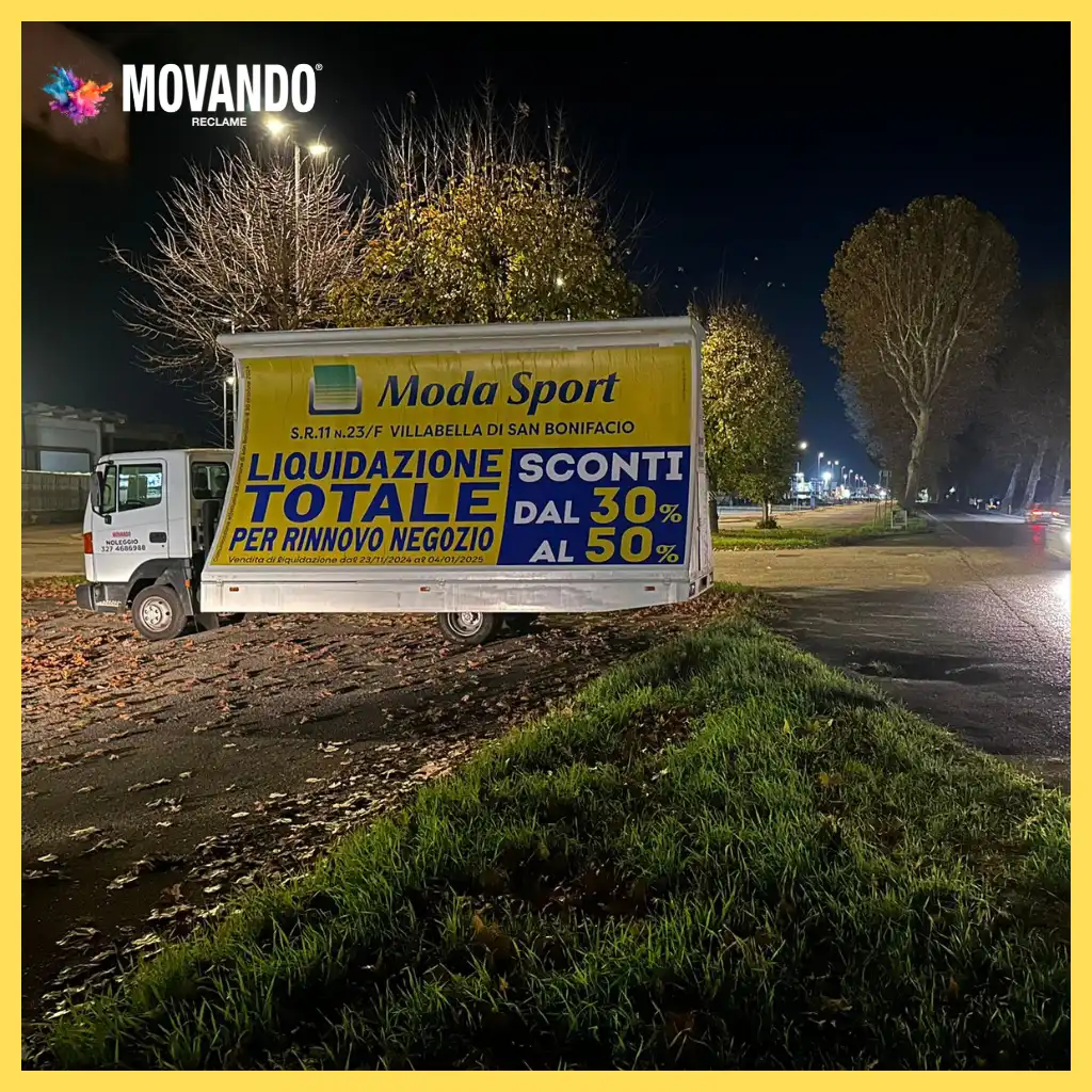 Pubblicità itinerante su camion vela per aziende e attività commerciali