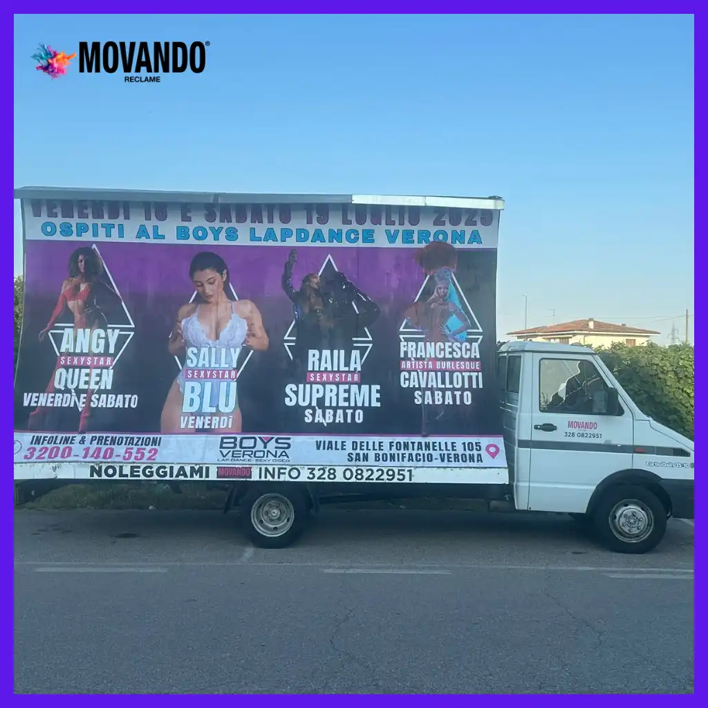 Promozione eventi e locali con camion vela pubblicitari
